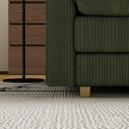 Divano moderno classico a 3 posti in velluto a coste 96 - Seduta profonda, con 4 cuscini per soggiorno