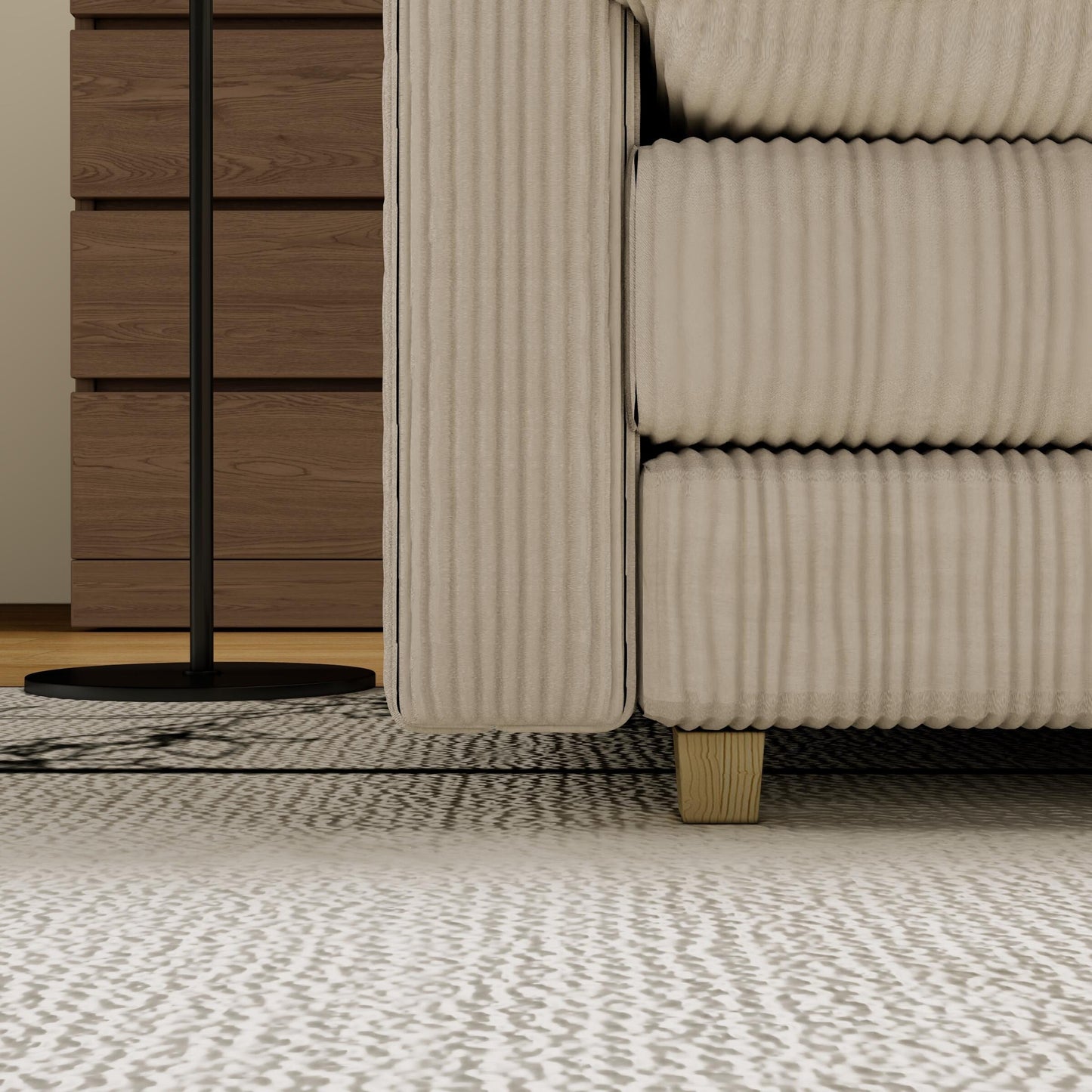 Divano moderno classico a 3 posti in velluto a coste 96 - Seduta profonda, con 4 cuscini per soggiorno