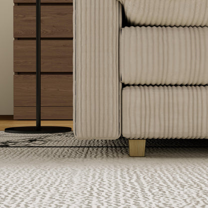 Divano moderno classico a 3 posti in velluto a coste 96 - Seduta profonda, con 4 cuscini per soggiorno