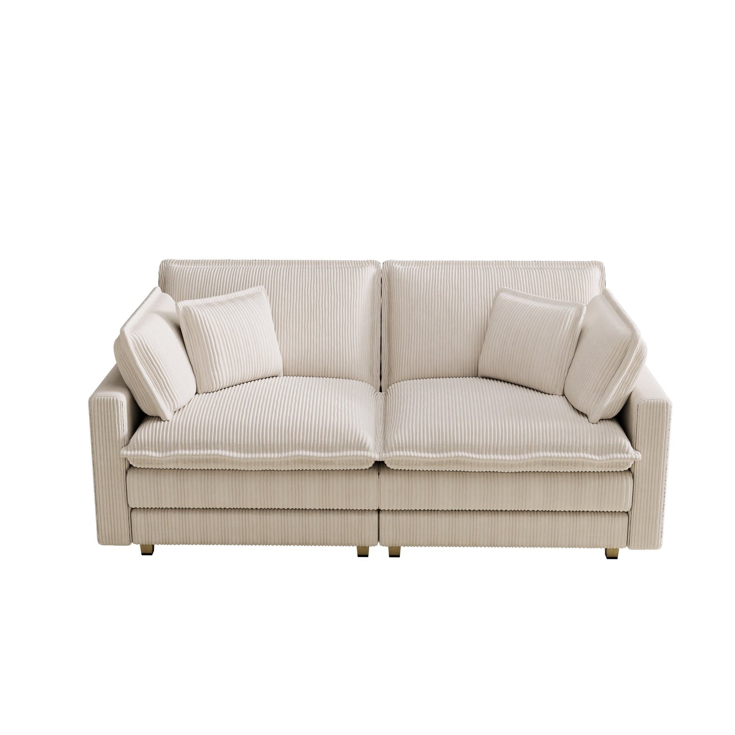 Divano moderno classico a 3 posti in velluto a coste 96 - Seduta profonda, con 4 cuscini per soggiorno