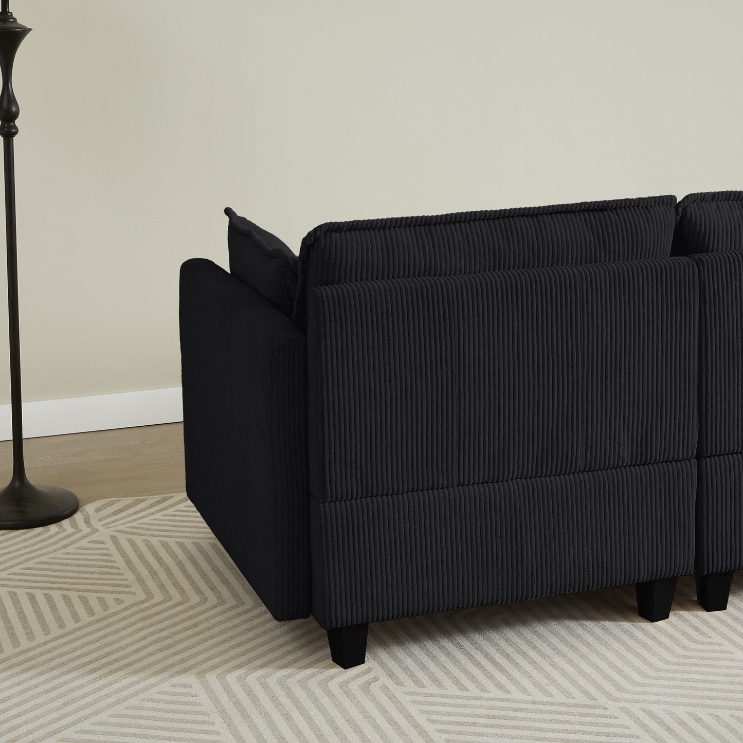 Divano moderno classico a 3 posti in velluto a coste 96 - Seduta profonda, con 4 cuscini per soggiorno