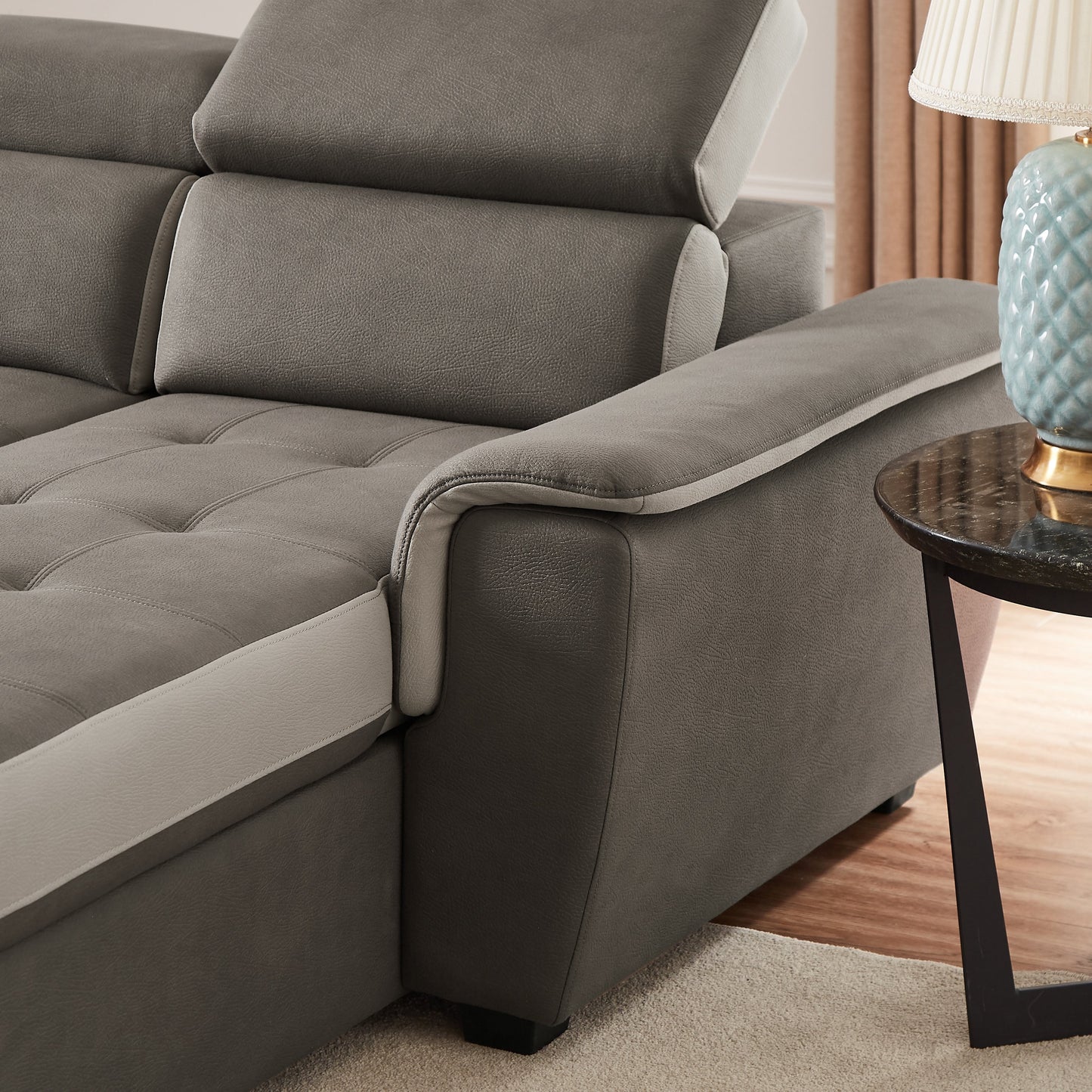 Divano letto largo 96 con chaise longue reversibile e letto estraibile