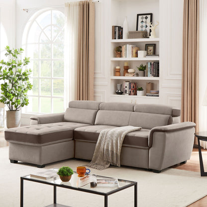 Divano letto largo 96 con chaise longue reversibile e letto estraibile