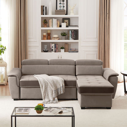 Divano letto largo 96 con chaise longue reversibile e letto estraibile