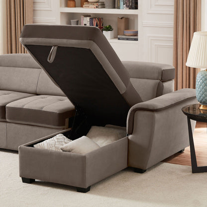 Divano letto largo 96 con chaise longue reversibile e letto estraibile