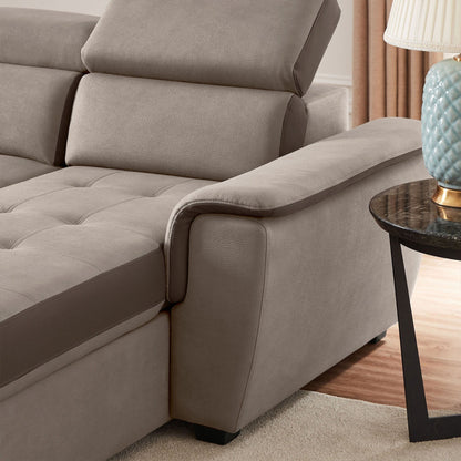 Divano letto largo 96 con chaise longue reversibile e letto estraibile