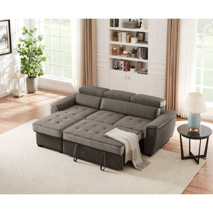Divano letto largo 96 con chaise longue reversibile e letto estraibile