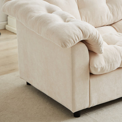 Divano moderno classico a 3 posti in tessuto 99.2, struttura in legno massello e imbottitura in morbida nuvola