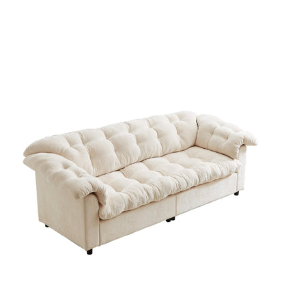 Divano moderno classico a 3 posti in tessuto 99.2, struttura in legno massello e imbottitura in morbida nuvola