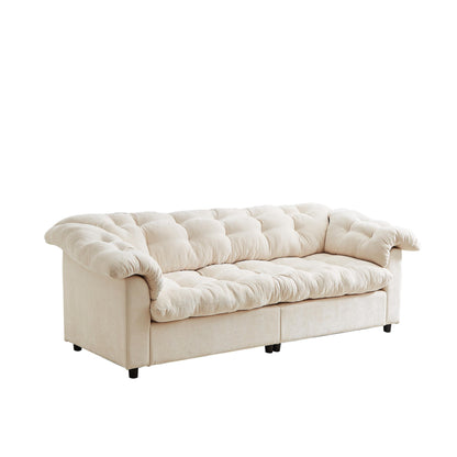 Divano moderno classico a 3 posti in tessuto 99.2, struttura in legno massello e imbottitura in morbida nuvola