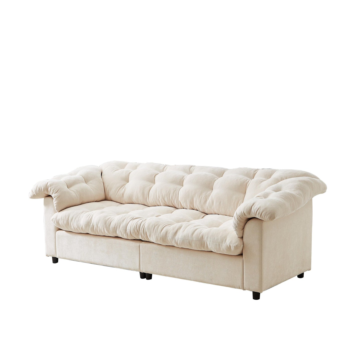 Divano moderno classico a 3 posti in tessuto 99.2, struttura in legno massello e imbottitura in morbida nuvola