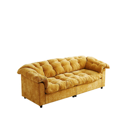 Divano moderno classico a 3 posti in tessuto 99.2, struttura in legno massello e imbottitura in morbida nuvola