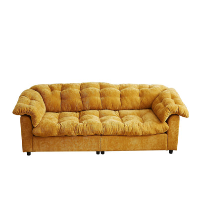 Divano moderno classico a 3 posti in tessuto 99.2, struttura in legno massello e imbottitura in morbida nuvola