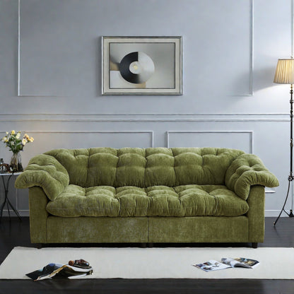 Divano moderno classico a 3 posti in tessuto 99.2, struttura in legno massello e imbottitura in morbida nuvola