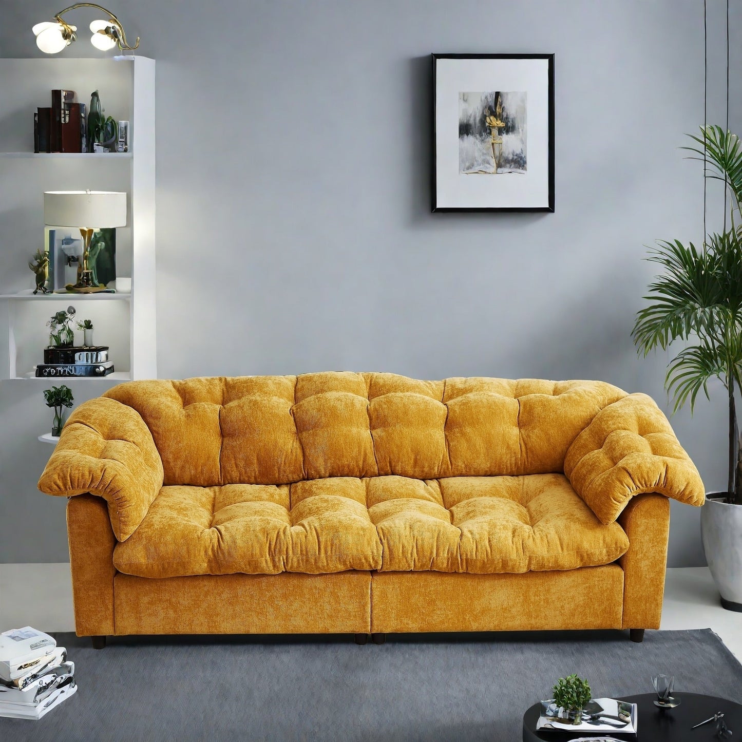 Divano moderno classico a 3 posti in tessuto 99.2, struttura in legno massello e imbottitura in morbida nuvola