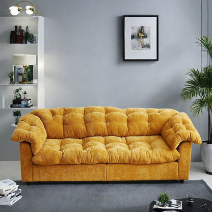 Divano moderno classico a 3 posti in tessuto 99.2, struttura in legno massello e imbottitura in morbida nuvola