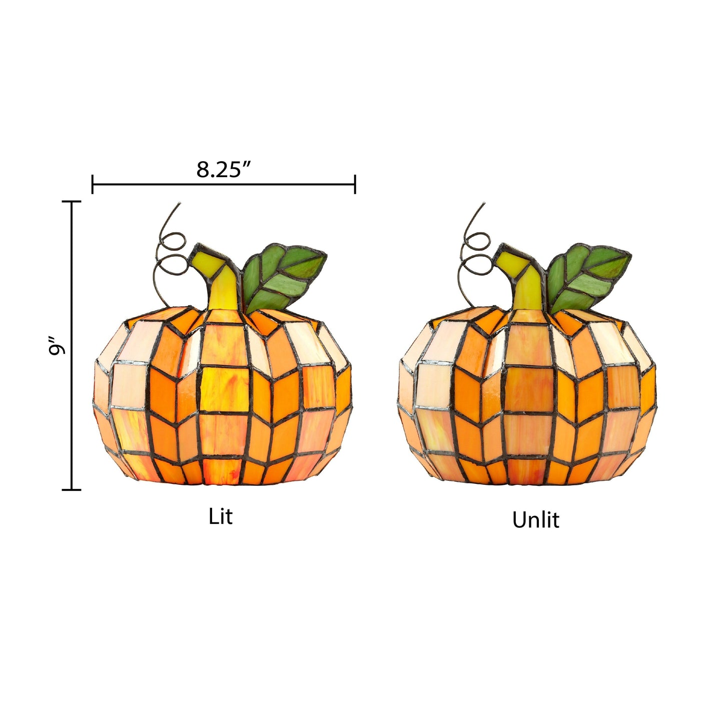 Lampada decorativa in vetro colorato Patch the Pumpkin 9 H - 8,25 L x 8,25 W x 9 H