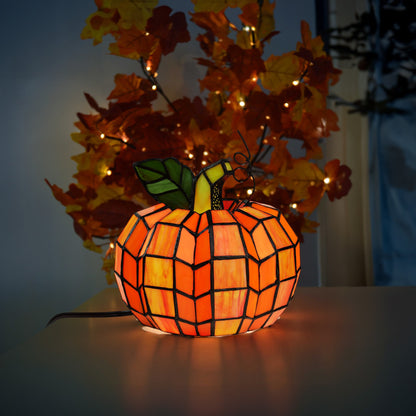 Lampada decorativa in vetro colorato Patch the Pumpkin 9 H - 8,25 L x 8,25 W x 9 H