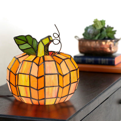 Lampada decorativa in vetro colorato Patch the Pumpkin 9 H - 8,25 L x 8,25 W x 9 H