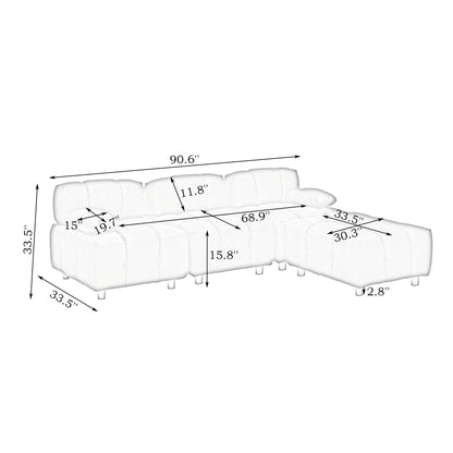 Divano bianco in tessuto tecnologico da 90,60 pollici, impermeabile, resistente alle macchie e ai graffi di gatto
