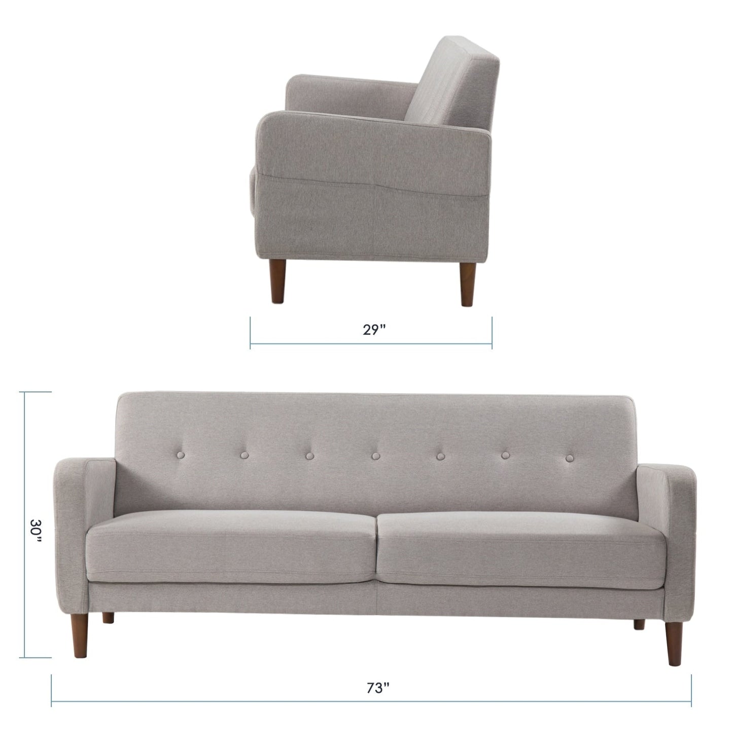 Divano moderno in lino trapuntato ADAIR con tasche sui braccioli di Crown Comfort