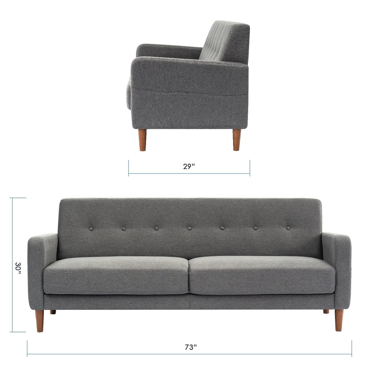 Divano moderno in lino trapuntato ADAIR con tasche sui braccioli di Crown Comfort