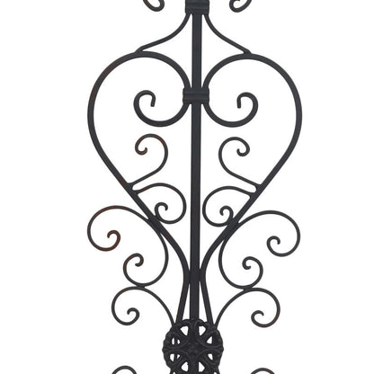 Decorazione da parete in metallo con motivo floreale nero ADECO, oblunga, per soggiorno