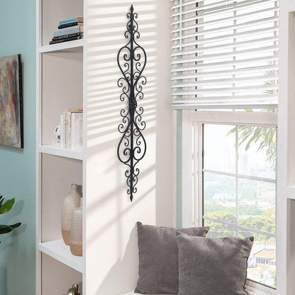 Decorazione da parete in metallo con motivo floreale nero ADECO, oblunga, per soggiorno