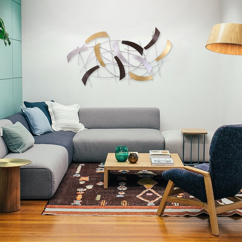 Scultura decorativa astratta in metallo da appendere alla parete, arte moderna, Adeco