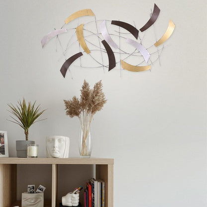 Scultura decorativa astratta in metallo da appendere alla parete, arte moderna, Adeco