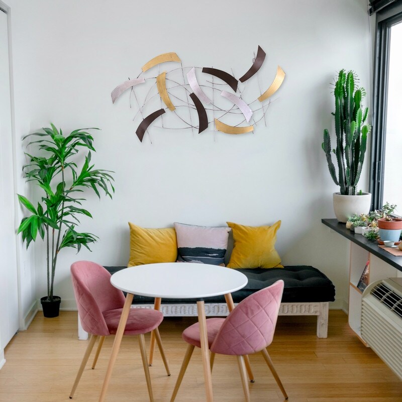 Scultura decorativa astratta in metallo da appendere alla parete, arte moderna, Adeco