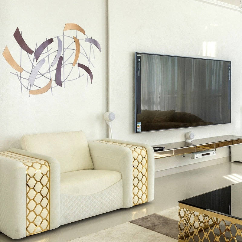 Scultura decorativa astratta in metallo da appendere alla parete, arte moderna, Adeco