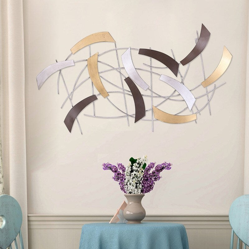 Scultura decorativa astratta in metallo da appendere alla parete, arte moderna, Adeco
