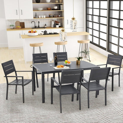 Set da pranzo per esterni AECOJOY da 7 pezzi, tavolo e sedie da patio in alluminio 60 x 36 per 6 persone con tavolo rettangolare