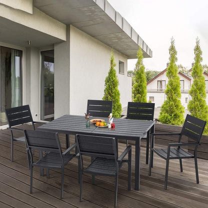 Set da pranzo per esterni AECOJOY da 7 pezzi, tavolo e sedie da patio in alluminio 60 x 36 per 6 persone con tavolo rettangolare