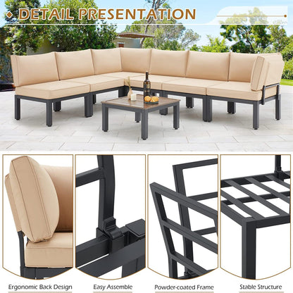 AECOJOY Set di mobili da esterno per patio Divano componibile in metallo per conversazione