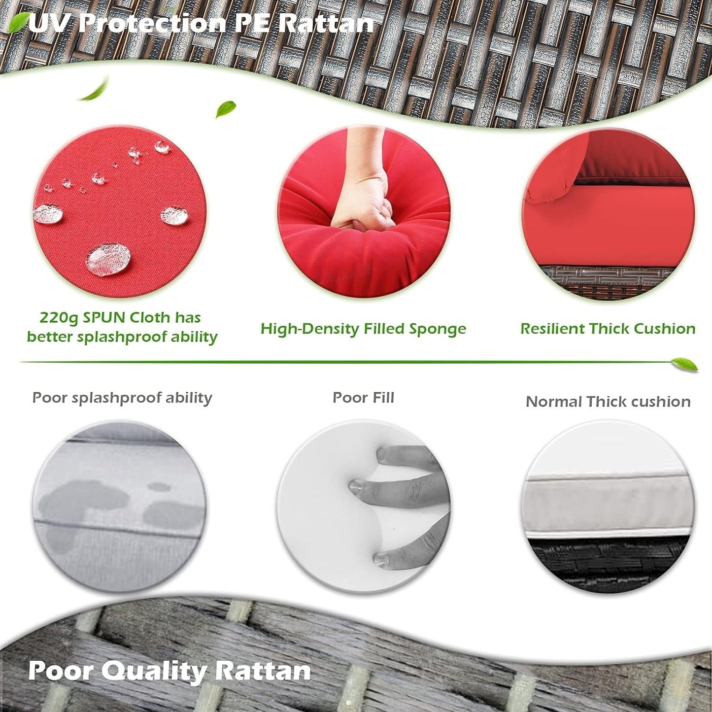 Divano componibile in vimini per esterni AECOJOY da 7 pezzi con tavolo da pranzo