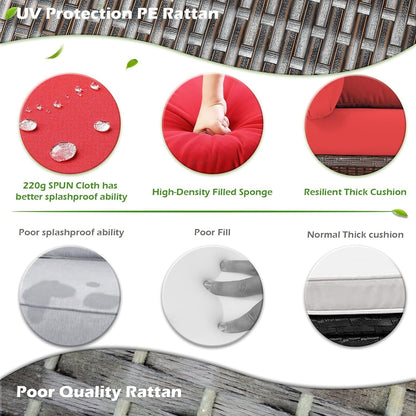 Divano componibile in vimini per esterni AECOJOY da 7 pezzi con tavolo da pranzo