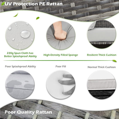 Divano componibile in vimini per esterni AECOJOY da 7 pezzi con tavolo da pranzo