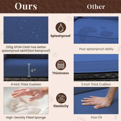 Divano componibile in vimini per esterni AECOJOY da 7 pezzi con tavolo da pranzo