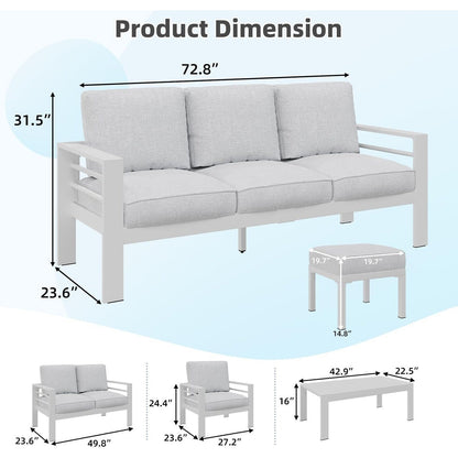 AECOJOY Set di mobili da giardino in alluminio da 7 pezzi, set da conversazione all'aperto