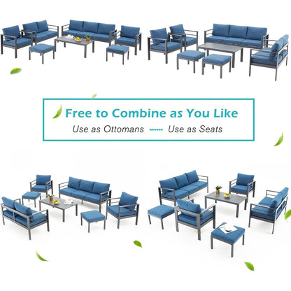 AECOJOY Set di mobili da giardino in alluminio da 7 pezzi, set da conversazione all'aperto