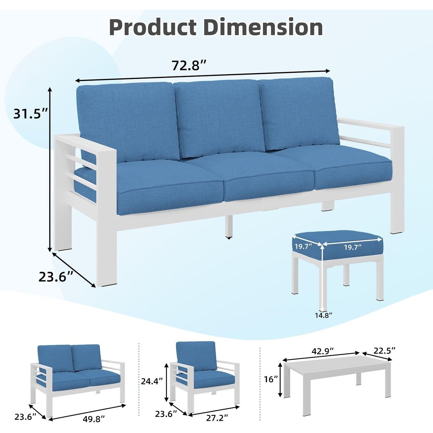 AECOJOY Set di mobili da giardino in alluminio da 7 pezzi, set da conversazione all'aperto