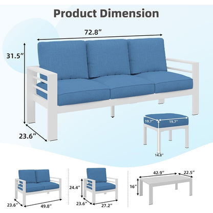 AECOJOY Set di mobili da giardino in alluminio da 7 pezzi, set da conversazione all'aperto