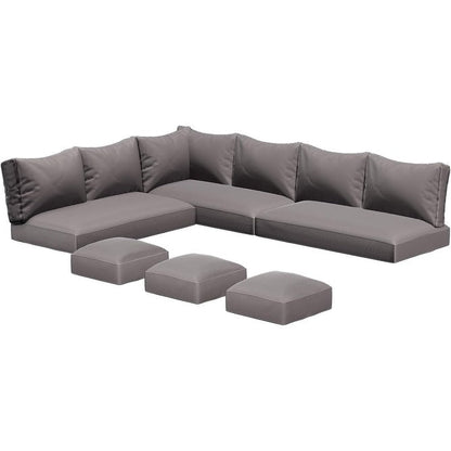 AECOJOY Set di mobili da giardino da 7 pezzi, divano componibile da esterno, set da conversazione in rattan