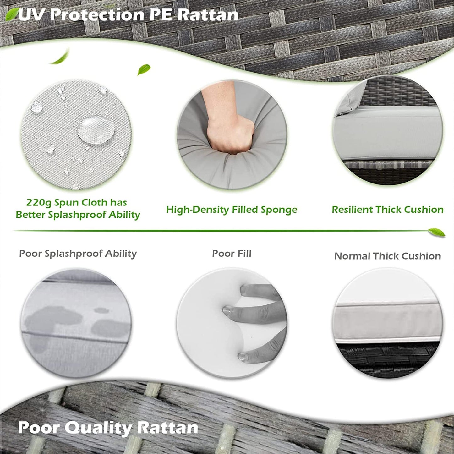 AECOJOY Set di mobili da giardino da 7 pezzi, divano componibile da esterno, set da conversazione in rattan