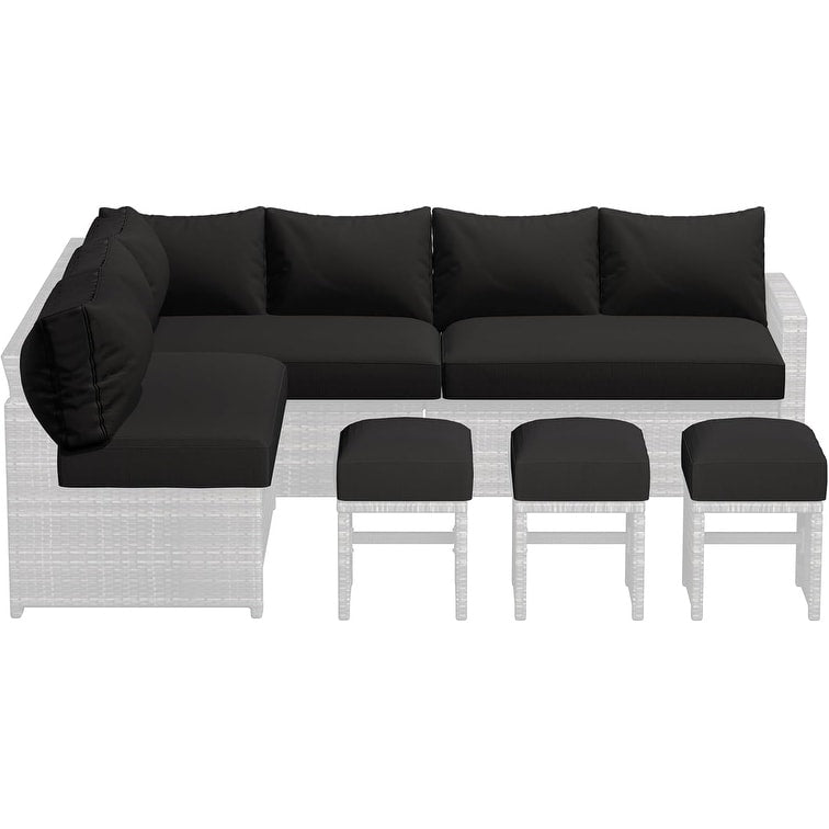 AECOJOY Set di mobili da giardino da 7 pezzi, divano componibile da esterno, set da conversazione in rattan