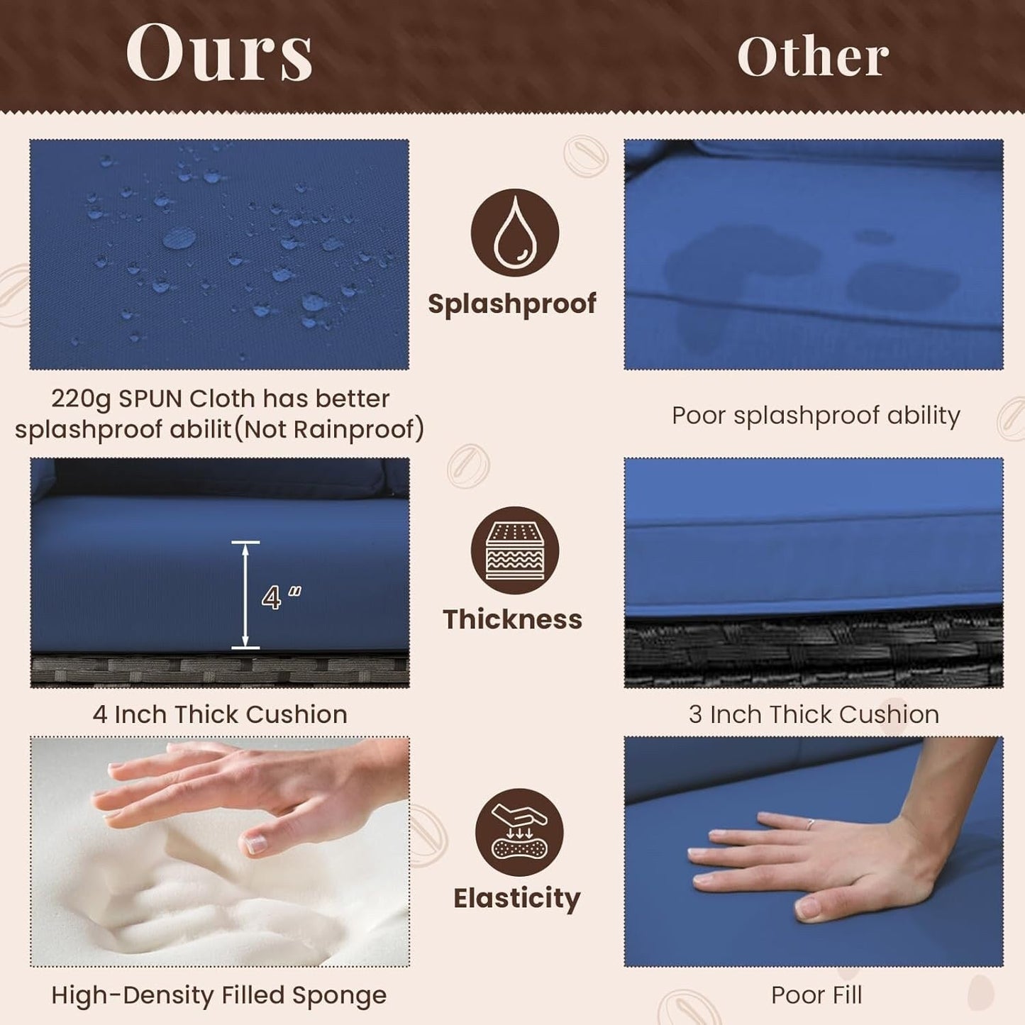 AECOJOY Set di mobili da giardino da 7 pezzi, divano componibile da esterno, set da conversazione in rattan