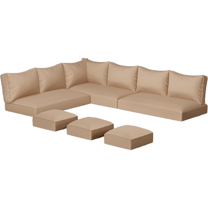 AECOJOY Set di mobili da giardino da 7 pezzi, divano componibile da esterno, set da conversazione in rattan