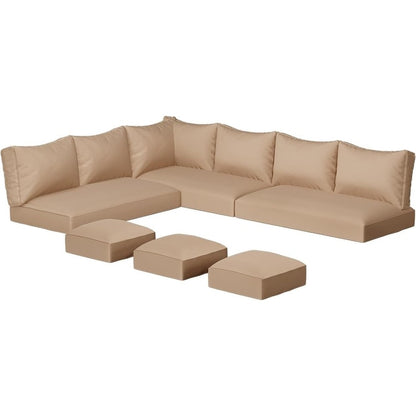 AECOJOY Set di mobili da giardino da 7 pezzi, divano componibile da esterno, set da conversazione in rattan